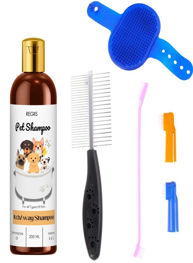 مجموعة ريجيس للعناية بالحيوانات الأليفة مع شامبو مضاد للحكة، زجاجة 200 مل، فرشاة تدليك، مجموعة أمشاط للكلاب والقطط (عبوة من 4 قطع) - Image 1